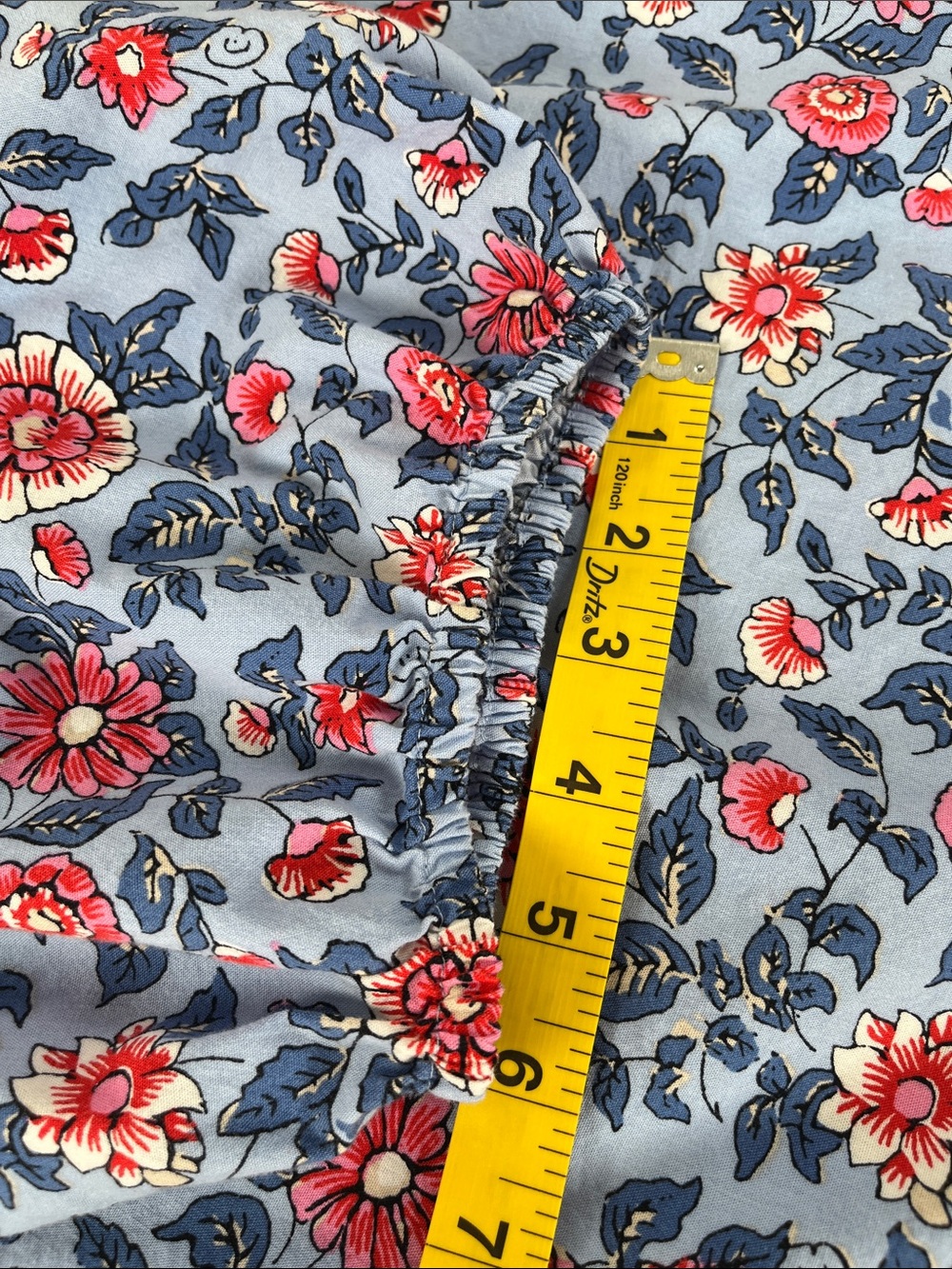 LOFT Blue Floral Puff-Sleeve Blouse with Red and Pink Flowers Sz XXL - Picture 9 of 9